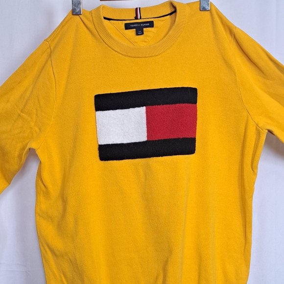 TOMMY HIFIGER mens SWEATER Size LARGE embroidered BIG LOGO Simply UNIQUE - Picture 1 of 7
